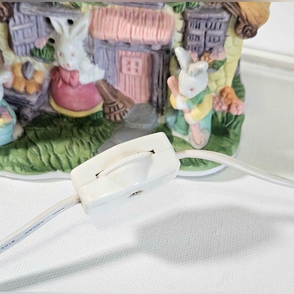 Lighted Porcelain Bunny Country Cottage Home Decor - Picture 8 of 11
